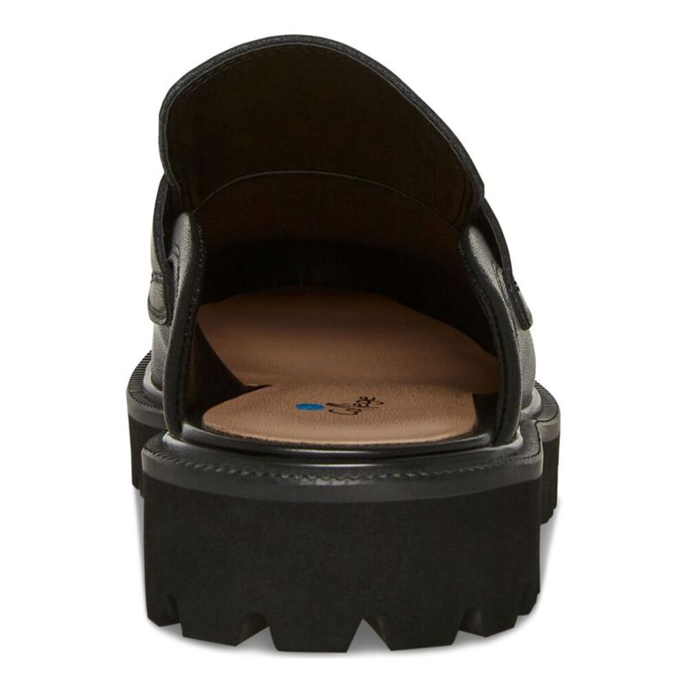 AQUA COLLEGE Womens Black Penny Keeper Fever Round Toe Slip On Leather Mules 8 M - Picture 2 of 5
